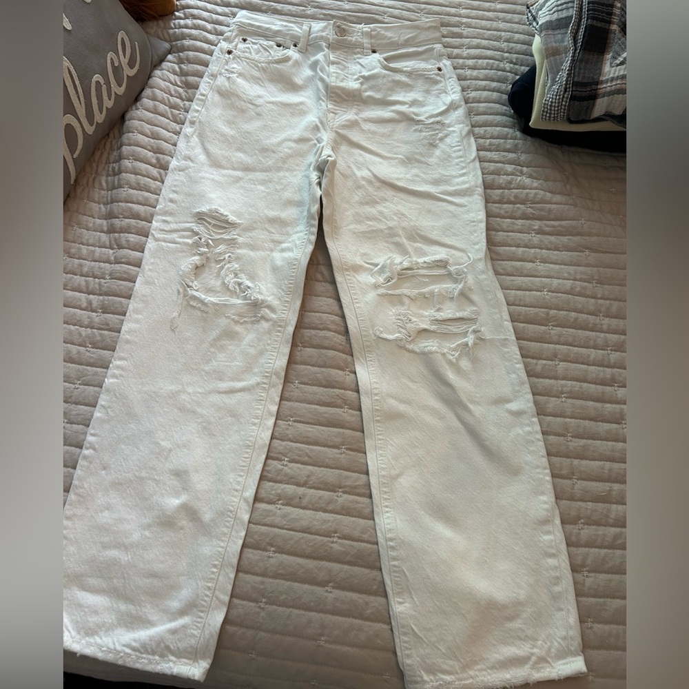 Zara White The Bliss Straigh Denim Jeans